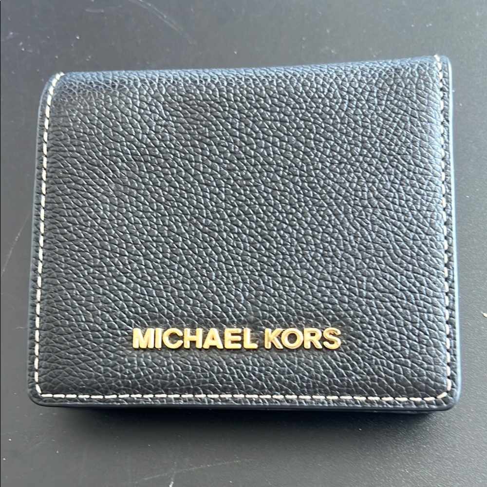 Michael Kors Black and Gold Key Card Holder